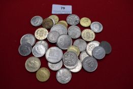 World coins (approx. 35). Mixed European issues including Spain pesetas, Portugal escudos,