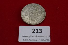 George VI silver half crown, 1944. Circulated.
