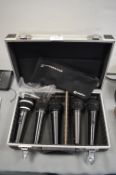 Case Containing 5x Assorted Microphones Including Fender, Peavey, etc.