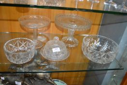 Cut Glass Cake Stands, Trifle Bowls, etc.