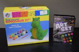 Paint Your Own Dinosaur Moneybox, and a 24pc Art Set
