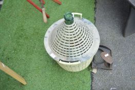 Green Glass Carbouy Wine Bottle with Cast Iron Shoe Last