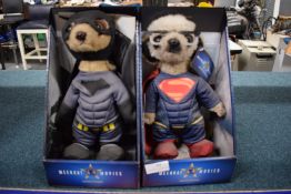 2x Meerkat Movies Superhero Limited Edition Meerkats: Batman and Superman