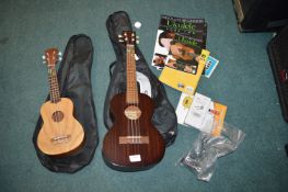 2x Ukeleles plus Books and Accessories