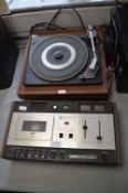 Vintage Akai GXC38D Cassette Player, and a Garrad Turntable