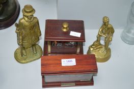 2x Glass Ships and 2x Brass Figures