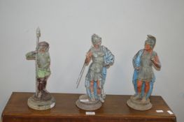 3x Weathered Spelter Classical Figures