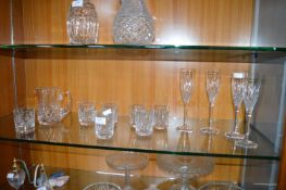Cut Lead Crystal Wine Glasses, Tumblers, and a Water Jug