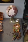 Brass Mounted Globe, Clock, etc.