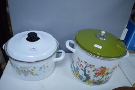 2x Vintage 1970’s Enamel Lidded Pans