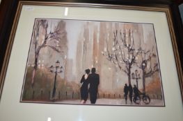 Framed Twilight in the Park Print