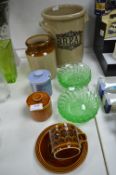 Hornsea Pottery, Glass Dishes, and Stoneware Jars