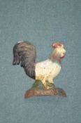 Cast Iron Painted Cockerel Doorstop