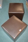 2x Leatherette Pouffes