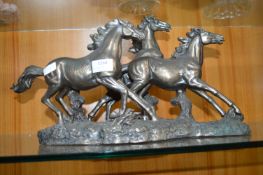 Polyresin Sculpture of Three Wild Horses