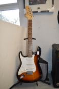 Fender Squier Strat Electric Guitar Sunburst Fishing with Gig Bag Soft Body Case