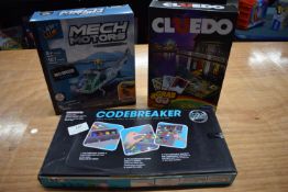Cluedo, Code Breaker, and Mech Motors Workshop Set