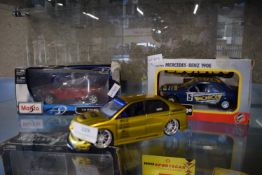 3x Scale Model Cars Including Bburago Mercedes Ben