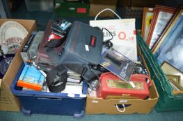 2x Boxes of DVDs, Cassette Tapes, Videos, plus Vintage Radio, etc.