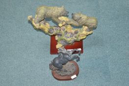 2x Ornamental Figures of Bears and a Stallion