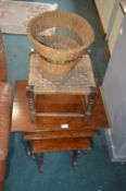 Nest of Three Table, Rattan Stool, and a Wastepaper Basket