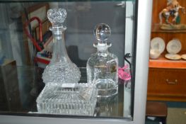 2x Cut Glass Lead Crystal Decanter and a Box