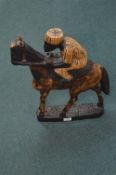 Carved Wooden Figure of a Horse and Rider