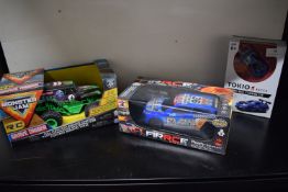 3x Toy Cars Including Monster Jam, Fierce, and Tokio Wall Climbing Car