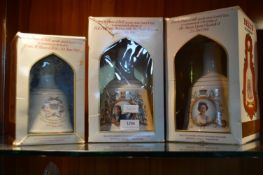 3x Bells Whisky Royal Decanters Full with Packaging