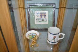 Golf Related Items Including Mug, Cross Stitch, etc.