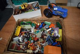 Selection of Vintage Farm and Other Figurines, Diecast Vehicles, etc. (basket not included)