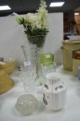 Glass Vases and Artificial Flowers