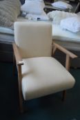 *Limed Oak Easy Armchair with Oatmeal Upholstery