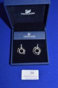 Swarovski Two Tone Crystal Circular Drop Earrings (boxed with packaging)