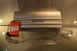 *Mario Valentino Sofie Argento Silver Clutch Bag with Detachable Chain Strap, RRP: £75