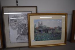 Framed Summer View of Beverley Minster Print Signed S. Goodsell No. 43 of 500, and a Framed Still