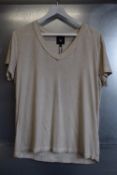 *NU Cayla Ruth Beige V-Neck T-Shirt Size: M, RRP: £45