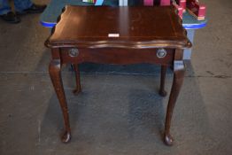 Inlaid Mahogany Serpentine Front Games Table with Single Drawer on Cabriole Legs