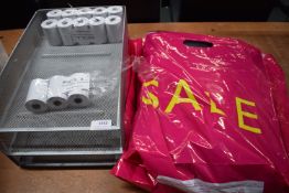 *Quantity of Shop Consumables Including Sale Carrier Bags, Till Rolls 57x40mm, and Three Tier A4