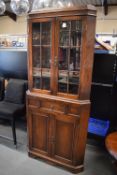 Solid Oak Corner Unit with Glass Panels