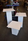 *Three White Display Stands 40cm, 60cm, and 81cm high