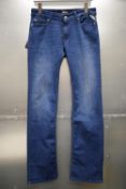 *Replay Dark Blue Power Stretch Denim New Luz Boot Cut Jeans Size: 33x32, RRP: £150