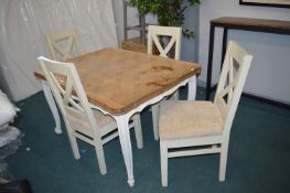 Painted Extending Dining Table with Parquet Top, and Four Matching Chairs