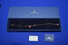 Swarovski Gilt Bracelet with Heart and Charm 15.5cm (boxed with packaging)