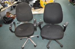 2x Black Office Swivel Chairs