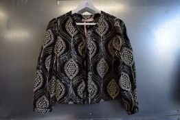 *Traffic People Black & Cream Sequin Embroidered Balloon Sleeve Jacket Size: M, RRP: £112