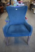*Blue Upholstered Accent Chair with Button Tufted Back