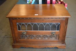 Wood Brothers Old Charm Light Oak TV Cabinet with Carved Panels, and Leaded Glass 76x43cm x 51cm