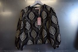 *Traffic People Black & Cream Sequin Embroidered Balloon Sleeve Jacket Size: L, RRP: £112