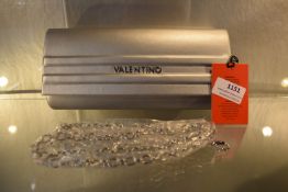 *Mario Valentino Sofie Argento Silver Clutch Bag with Detachable Chain Strap, RRP: £75